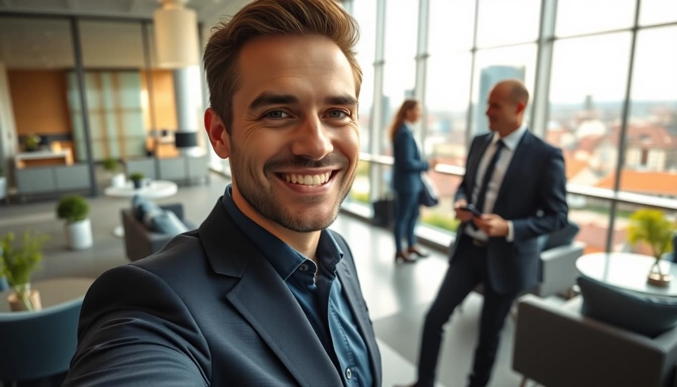Immobilienmakler Frankfurt Dornbusch berät klärend im modernen Büro.