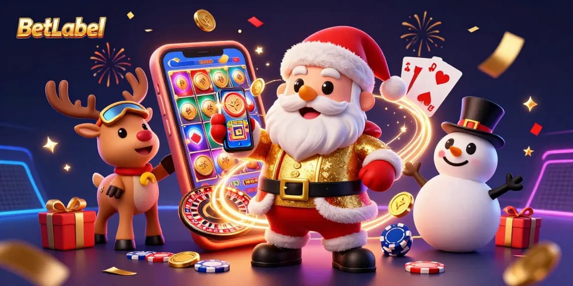 Spieler nutzen BetLabel für aufregende Casino-Action mit Slots und Boni in einem festlichen Ambiente.