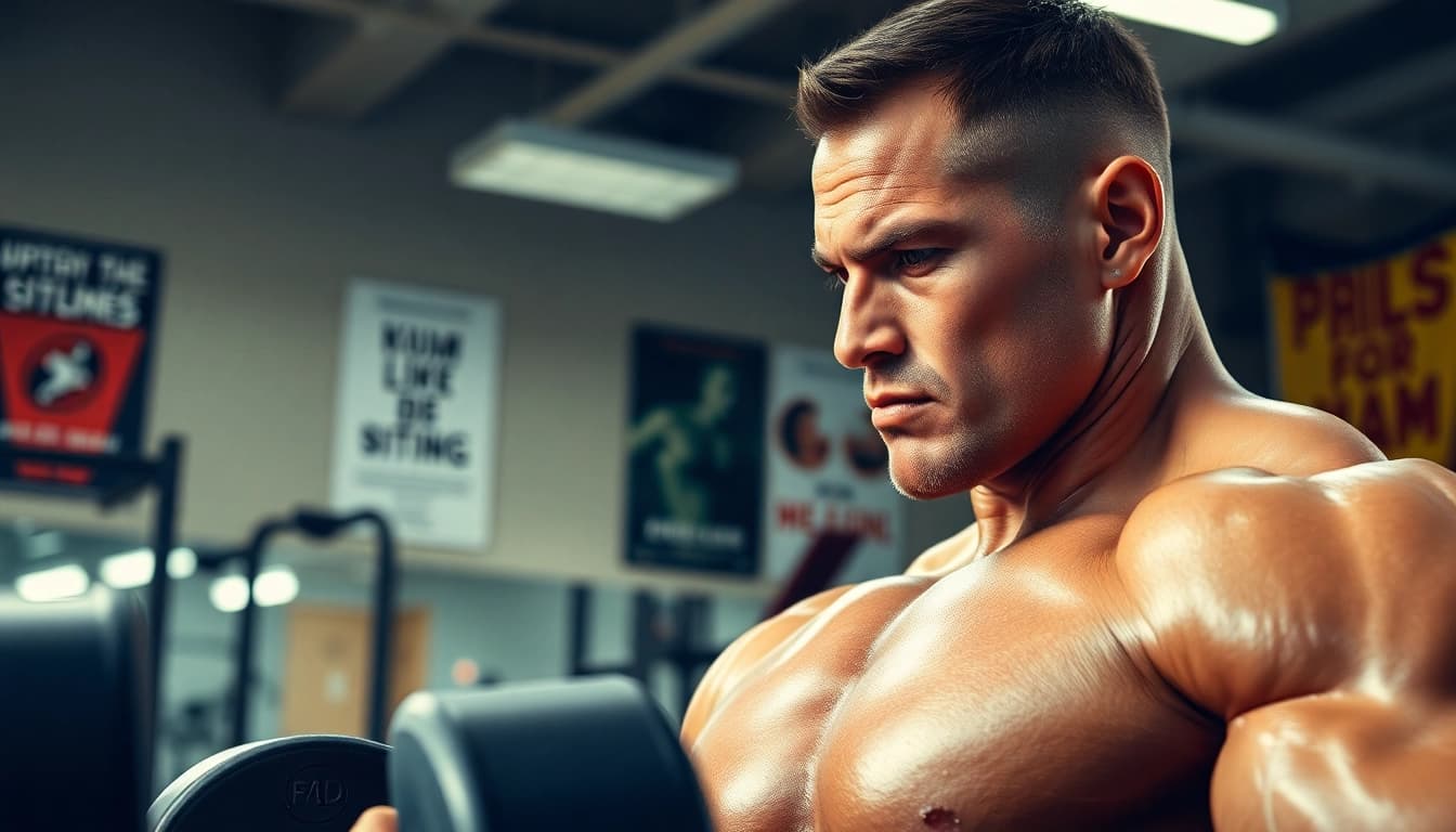 Testobal E Testosteron Enanthate im Fitnessstudio zeigt einen Bodybuilder in Aktion.