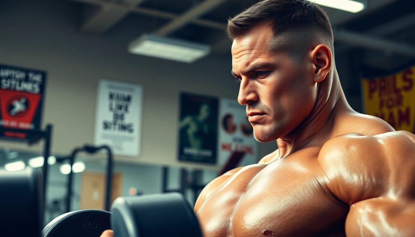 Testobal E Testosteron Enanthate im Fitnessstudio zeigt einen Bodybuilder in Aktion.