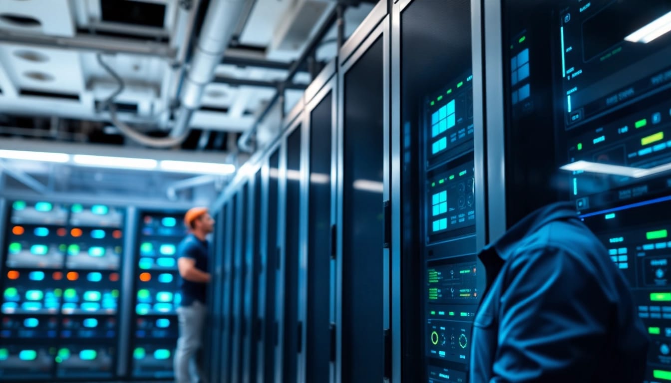 Server 2025 Installation und Aktivierung in einem modernen Serverraum mit einem Techniker.