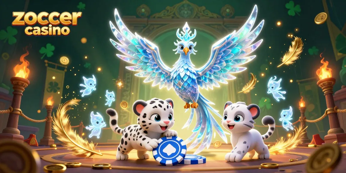 Engage with thrilling moments at Zoccer Casino, where the ice phoenix, poker chips, and sprites enhance your gaming experience.