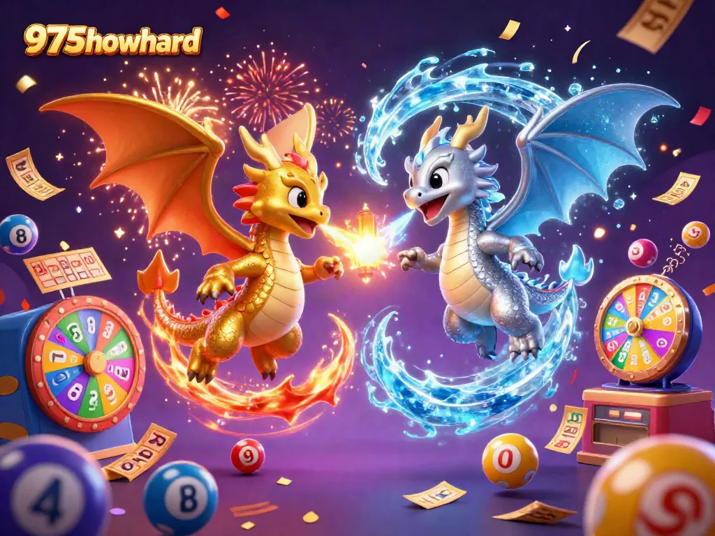 Experience thrilling wins with 975howard at the vibrant casino featuring friendly dragons and game elements.