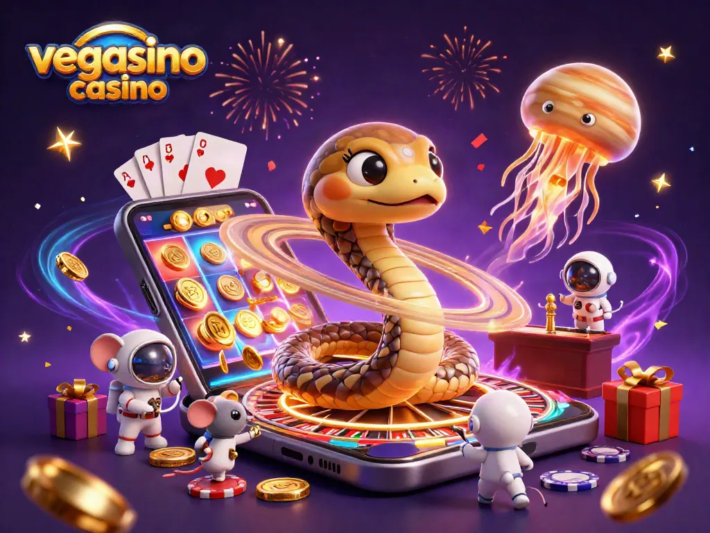 Experience vegasino casino excitement with our cosmic snake roulette and astronaut mice betting!