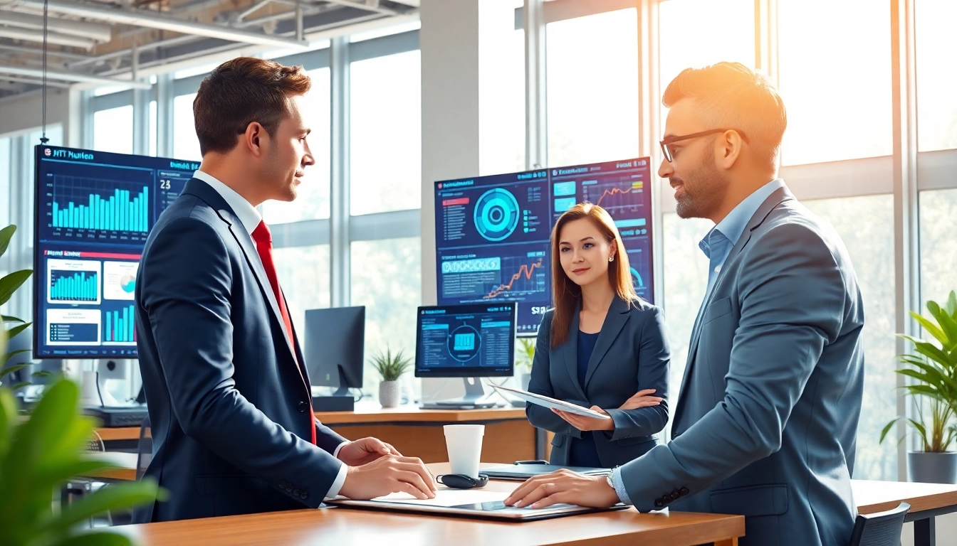 Headhunter IT interacting with candidates in a modern office, showcasing tech recruitment
