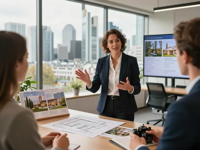 Bester Immobilienmakler Frankfurt präsentiert Luxusimmobilien in moderner Büroumgebung.