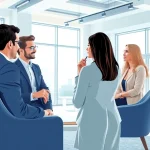 Immobilienmakler Frankfurt Eckenheim berät Kunden in einem modernen Büro, das auch Vertrauen ausstrahlt.