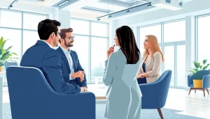 Immobilienmakler Frankfurt Eckenheim berät Kunden in einem modernen Büro, das auch Vertrauen ausstrahlt.
