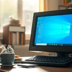 Windows 11 für alten PC zeigt nahtlose Funktionalität auf einem nostalgischen Schreibtisch.