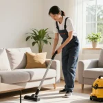 Expert wohnungsendreinigung bern service in a bright living room, showcasing thorough cleaning techniques and professional care.