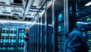 Server 2025 Installation und Aktivierung in einem modernen Serverraum mit einem Techniker.