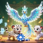 Engage with thrilling moments at Zoccer Casino, where the ice phoenix, poker chips, and sprites enhance your gaming experience.