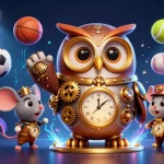 Experience the thrill of a high roller casino Australia with a whimsical, dynamic 3D scene featuring an owl and mouse.